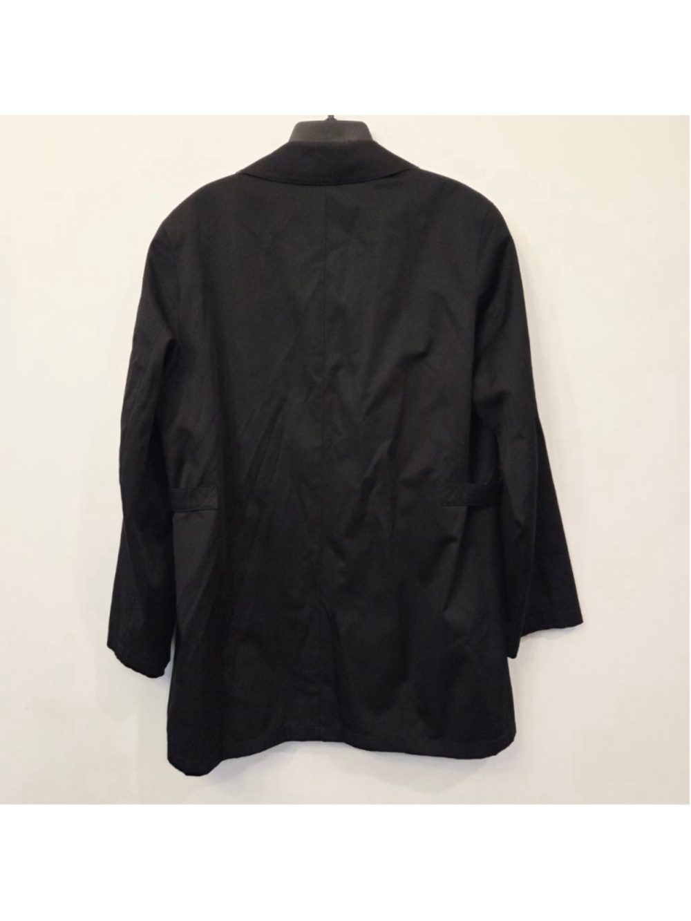 GALLERY Women's Black Trench Coat with Plaid Lining size Large - Picture 2 of 9